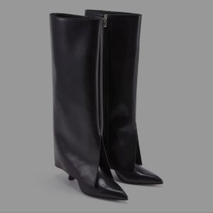 Black faux leather boots (brand new)